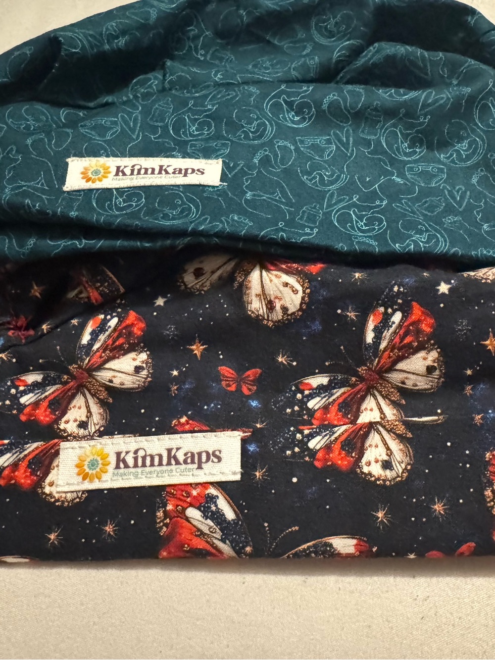 2 Kimkaps style #3 tie back scrub caps